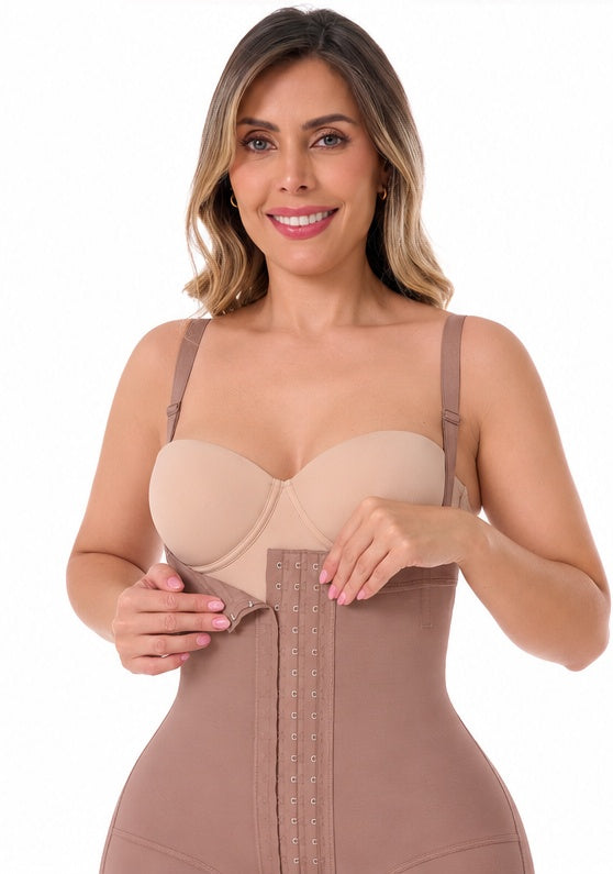 Faja short Tiro Alto c/ breteles semi reloj arena #FC304 - Compresión Fuerte